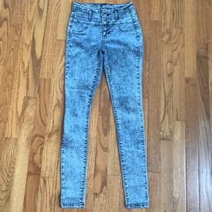 High Waist Acid Wash Skinny Jeans